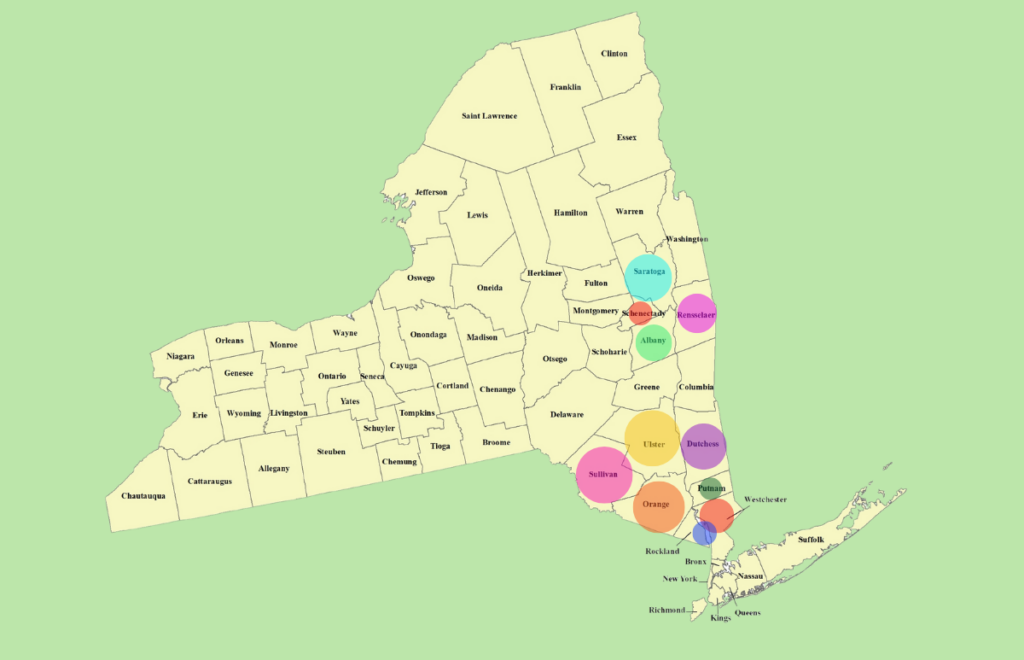 Map of New York State Counties Served