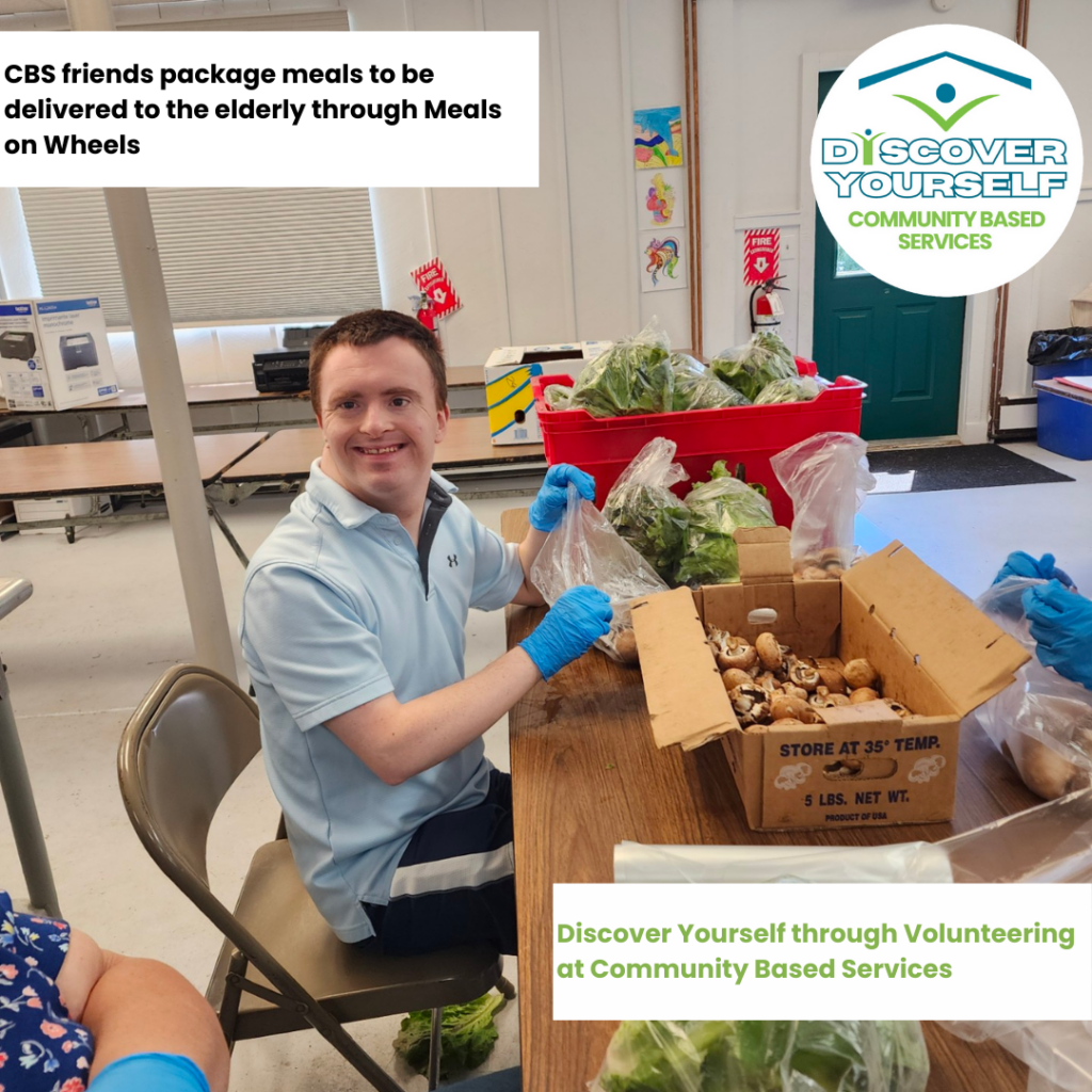 CBS friends, people with disabilities, package meals to be delivered to the elderly through Meals on Wheels.