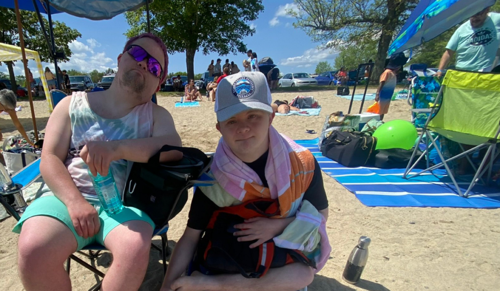 CBS respite participants enjoy a day on the beach.