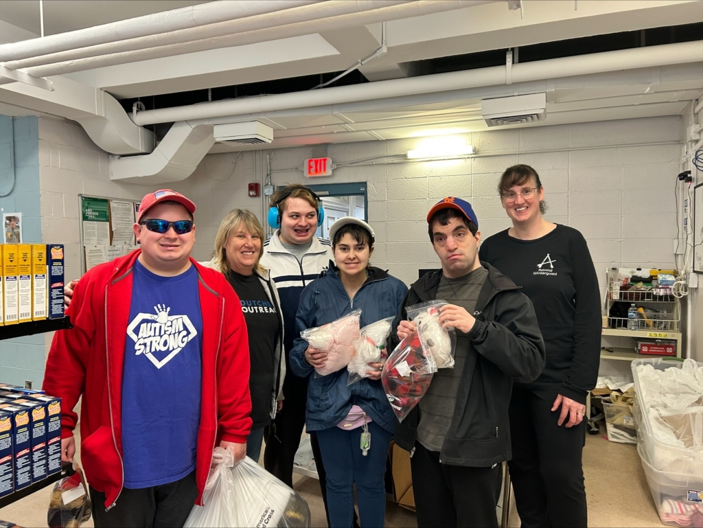 A Day Hab Group from CBS dropped off refurbished stuffed animals to Dutchess Outreach.