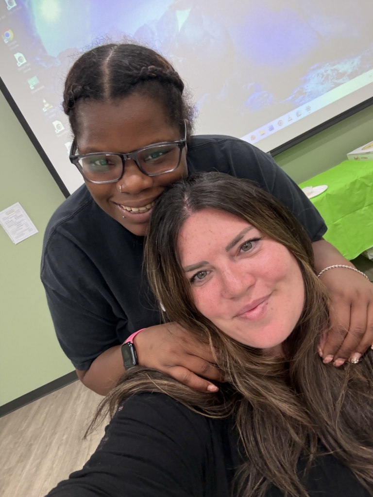 Stephanie Katz takes a selfie with one of the participants in the Project Friendship Advocacy group.