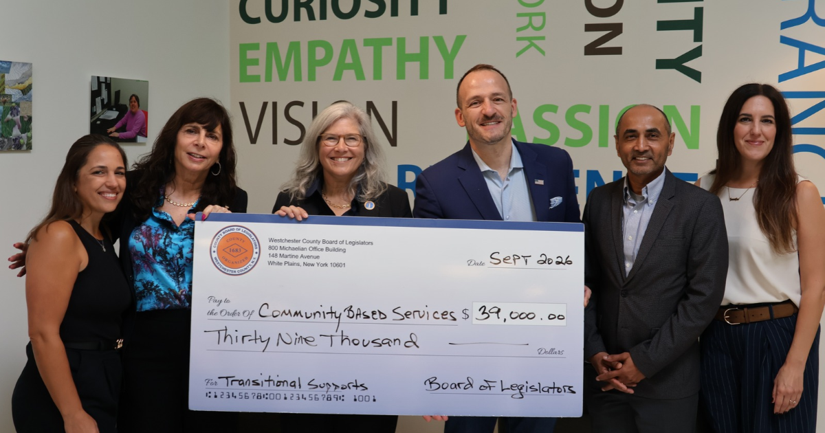 Transition coordinator Magda Piacentino, CEO Vicki Sylvester, Westchester County Legislator Erika Pierce, Westchester County Board chairman Vedat Gashi, CSO Bhakar Singh and Transition Coordinator Jennifer Havrilla
